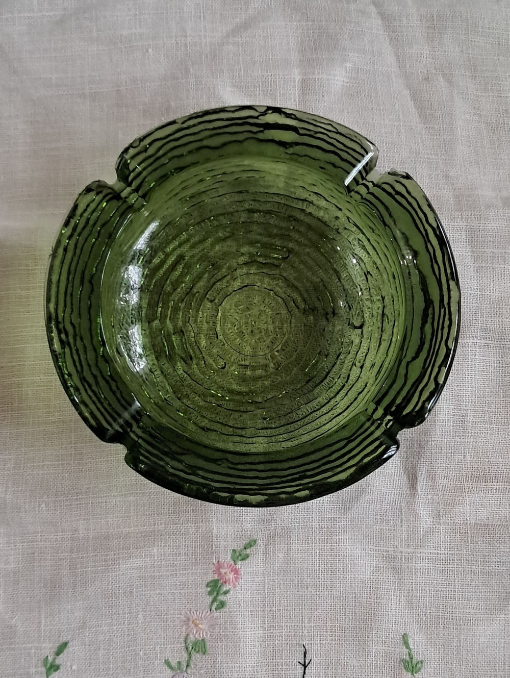 MCM Anchor Hocking Soreno Avocado Green Glass Ashtray